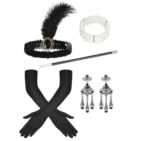 5PCS 1920s Accessories Flapper Great Gatsby Vintage Retro Costume Set NEW - Picture 1 of 16
